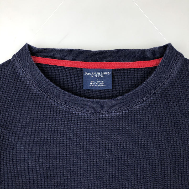 Ralph Lauren POLO RALPH LAUREN SLEEPWEAR Thermal Long T-Shirt, Men's Size L cotton navy blue type Vintage Second Hand