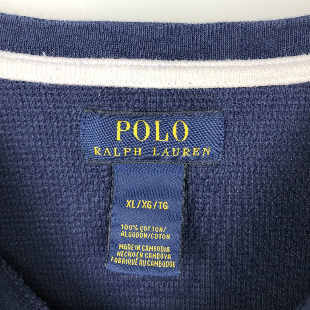 Ralph Lauren POLO RALPH LAUREN Thermal Long T-Shirt Men's XL cotton navy blue type Vintage Second Hand