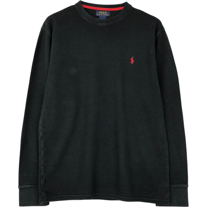 Ralph Lauren POLO RALPH LAUREN Thermal Long T-Shirt Men's Size L cotton black type Vintage Second Hand