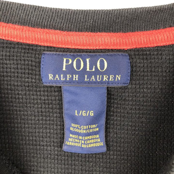 Ralph Lauren POLO RALPH LAUREN Thermal Long T-Shirt Men's Size L cotton black type Vintage Second Hand
