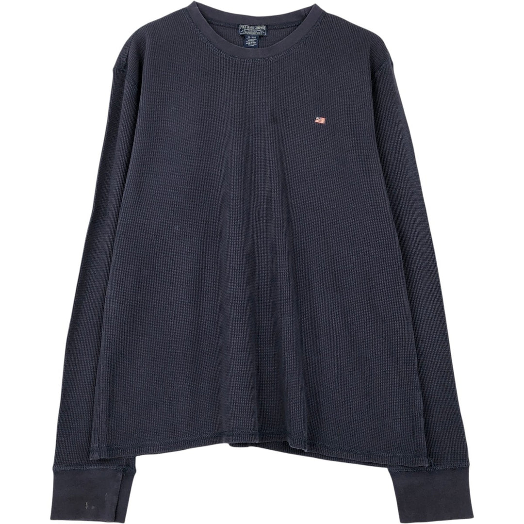2000'S Ralph Lauren Polo Jeans Company Thermal Long T-Shirt, Waffle, Men's XL cotton navy blue type Vintage Second Hand