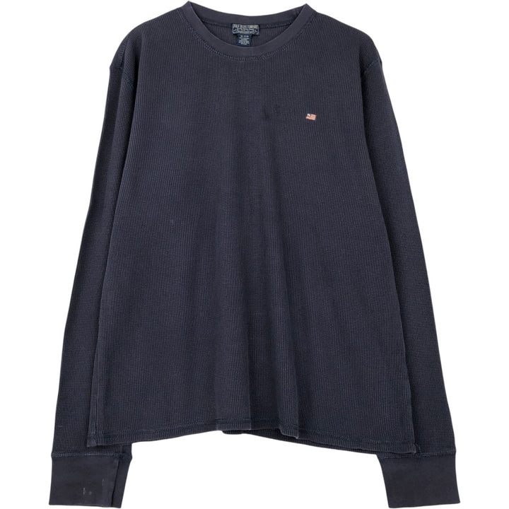 2000'S Ralph Lauren Polo Jeans Company Thermal Long T-Shirt, Waffle, Men's XL cotton navy blue type Vintage Second Hand