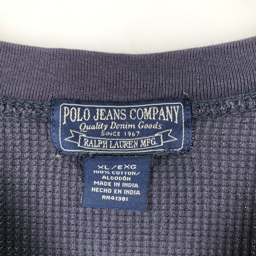 2000'S Ralph Lauren Polo Jeans Company Thermal Long T-Shirt, Waffle, Men's XL cotton navy blue type Vintage Second Hand