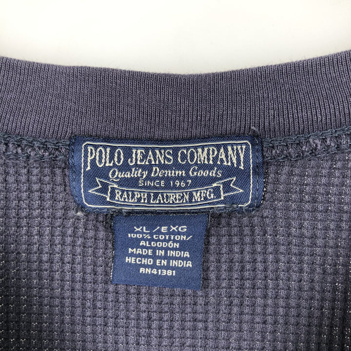 2000'S Ralph Lauren Polo Jeans Company Thermal Long T-Shirt, Waffle, Men's XL cotton navy blue type Vintage Second Hand