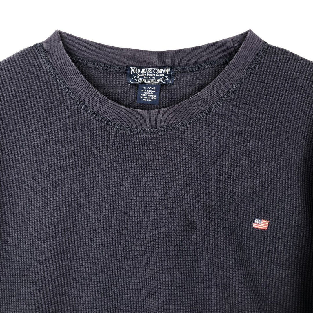 2000'S Ralph Lauren Polo Jeans Company Thermal Long T-Shirt, Waffle, Men's XL cotton navy blue type Vintage Second Hand