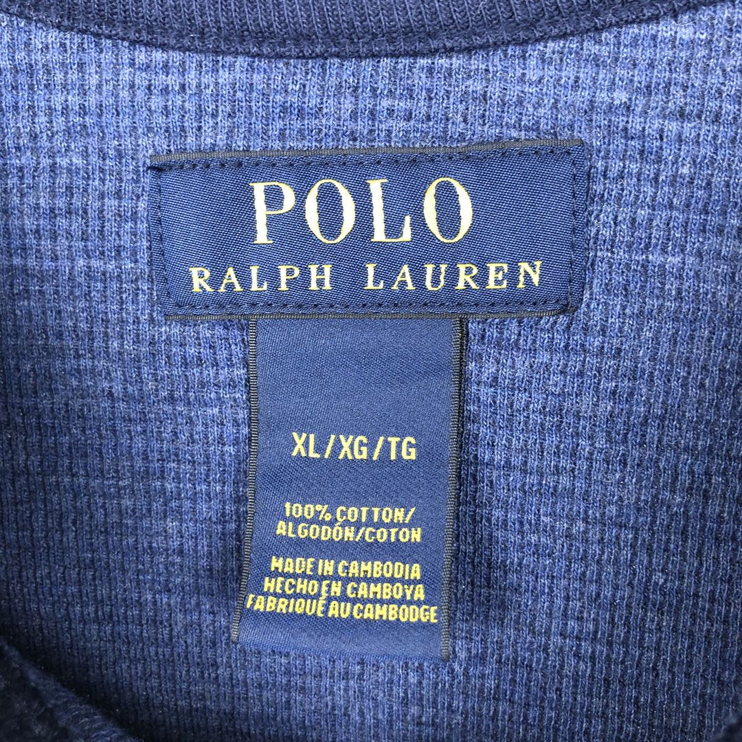 Ralph Lauren POLO RALPH LAUREN Raglan Sleeve Thermal Long-Sleeve T-Shirt, Men's Size XL (approx.) cotton navy blue type Vintage Second Hand