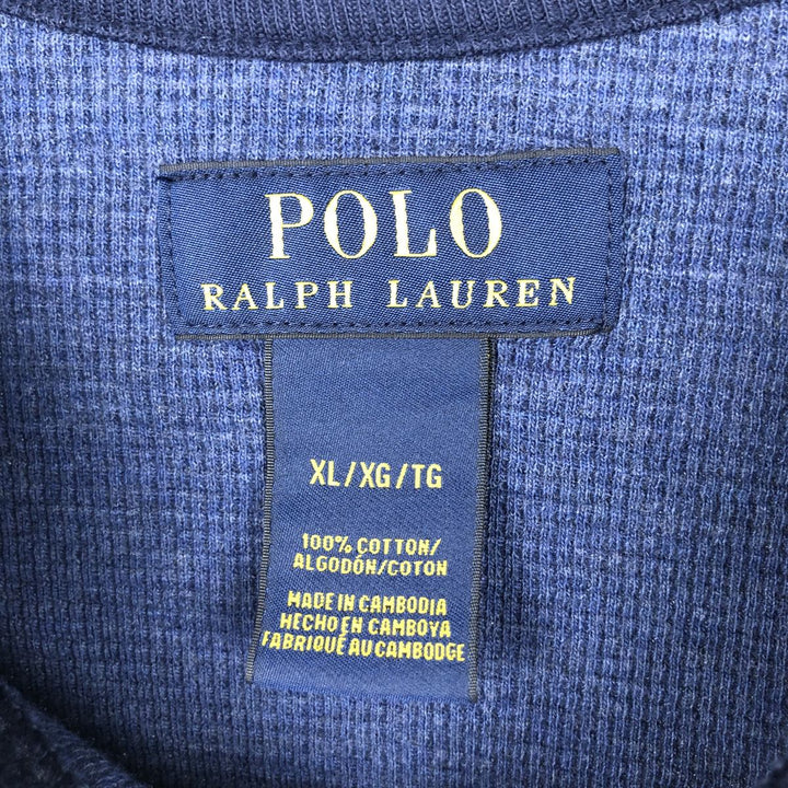Ralph Lauren POLO RALPH LAUREN Raglan Sleeve Thermal Long-Sleeve T-Shirt, Men's Size XL (approx.) cotton navy blue type Vintage Second Hand