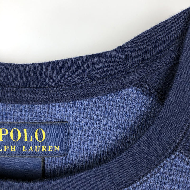 Ralph Lauren POLO RALPH LAUREN Raglan Sleeve Thermal Long-Sleeve T-Shirt, Men's Size XL (approx.) cotton navy blue type Vintage Second Hand