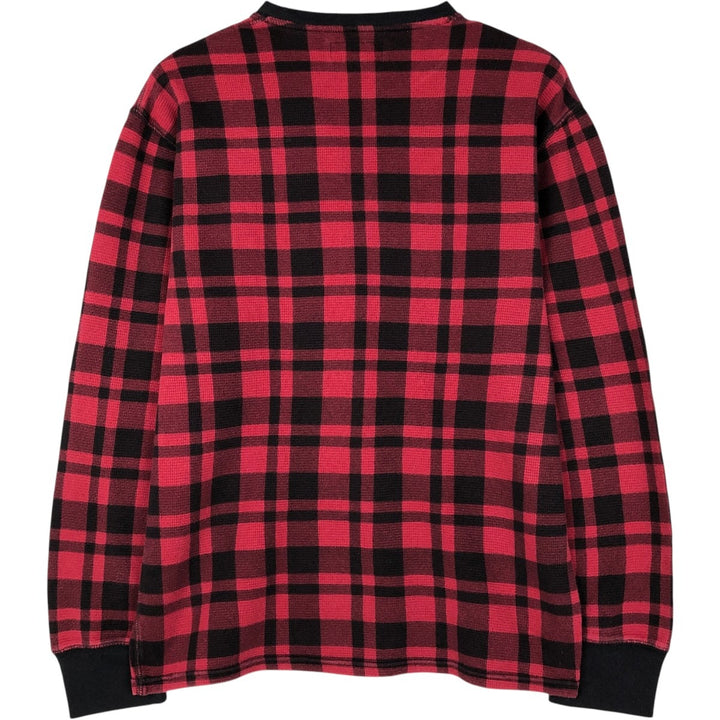 Ralph Lauren POLO RALPH LAUREN Check Pattern Thermal Long-Sleeve T-Shirt, Men's Size L (approx.) cotton black type Vintage Second Hand