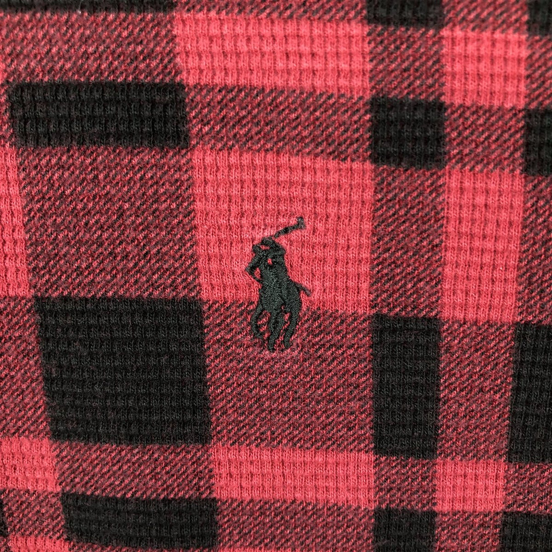 Ralph Lauren POLO RALPH LAUREN Check Pattern Thermal Long-Sleeve T-Shirt, Men's Size L (approx.) cotton black type Vintage Second Hand
