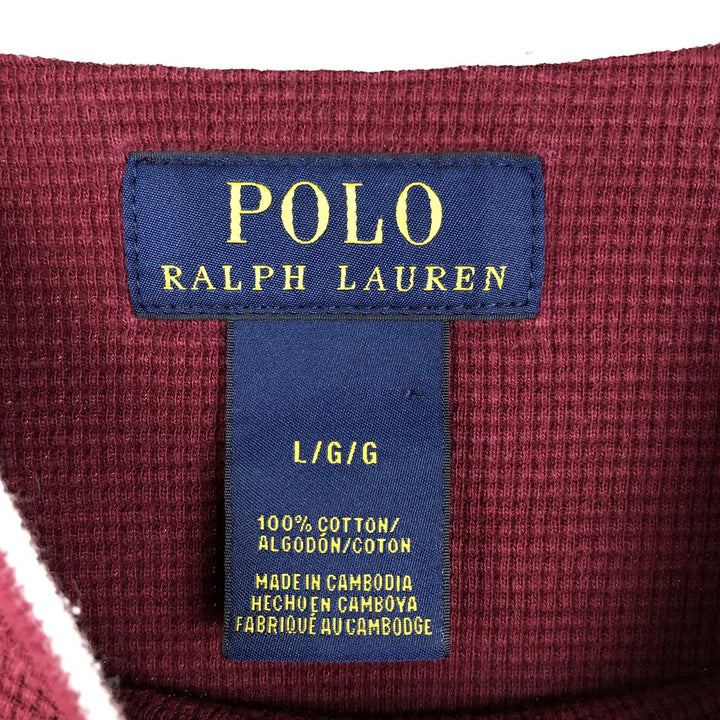Ralph Lauren POLO RALPH LAUREN Thermal Ron T Waffle Men's L size cotton red type Vintage Second Hand