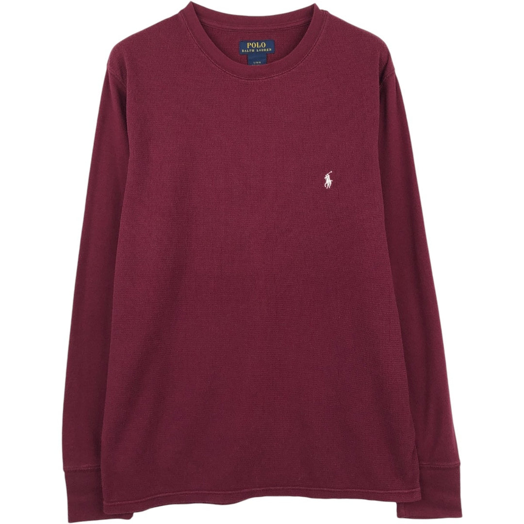 Ralph Lauren POLO RALPH LAUREN Thermal Ron T Waffle Men's L size cotton wine-red Vintage Second Hand