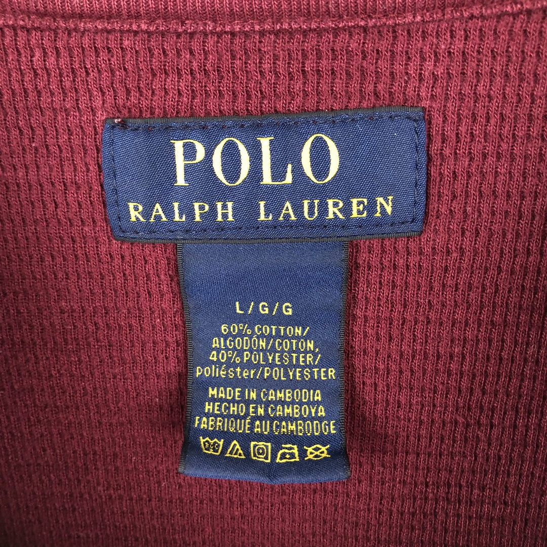 Ralph Lauren POLO RALPH LAUREN Thermal Ron T Waffle Men's L size cotton wine-red Vintage Second Hand
