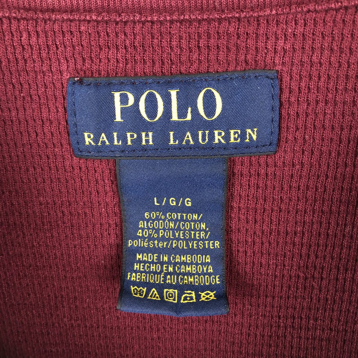 Ralph Lauren POLO RALPH LAUREN Thermal Ron T Waffle Men's L size cotton wine-red Vintage Second Hand