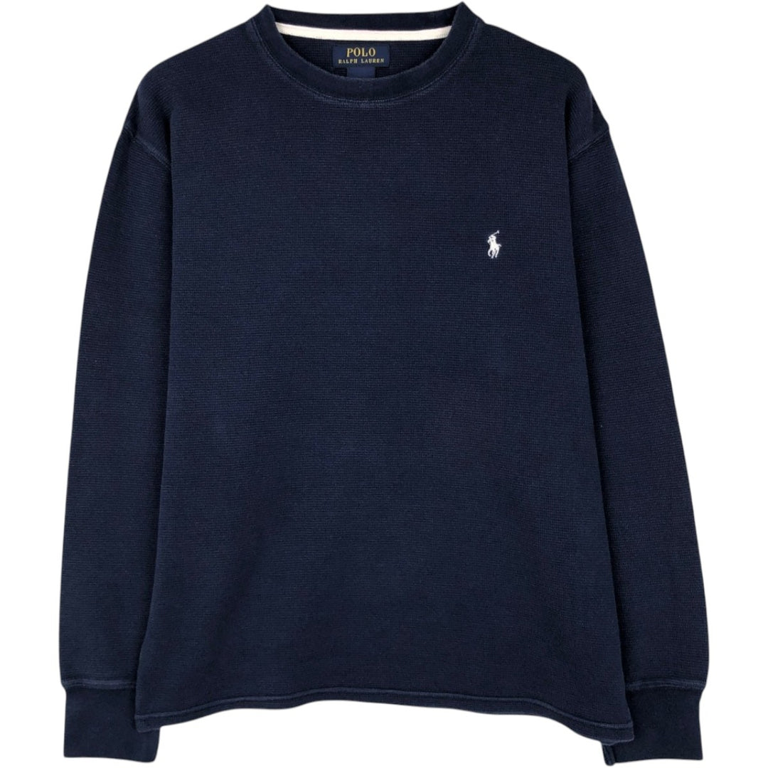 Ralph Lauren POLO RALPH LAUREN Thermal Ron T Waffle Men's L size cotton navy blue type Vintage Second Hand