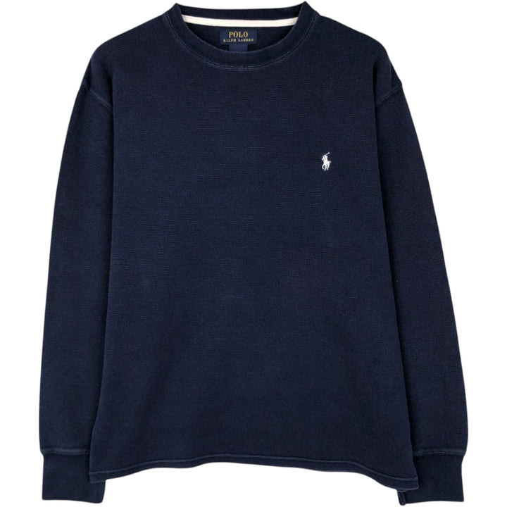 Ralph Lauren POLO RALPH LAUREN Thermal Ron T Waffle Men's L size cotton navy blue type Vintage Second Hand