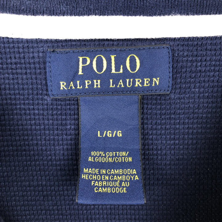 Ralph Lauren POLO RALPH LAUREN Thermal Ron T Waffle Men's L size cotton navy blue type Vintage Second Hand
