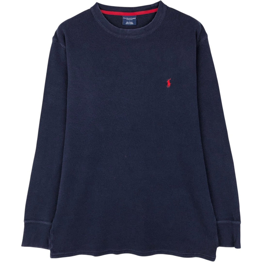 Ralph Lauren POLO RALPH LAUREN SLEEPWEAR Thermal Long T-shirt Waffle Men's L size cotton navy blue type Vintage Second Hand