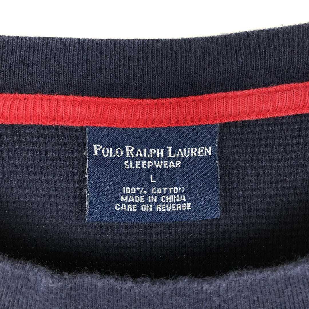 Ralph Lauren POLO RALPH LAUREN SLEEPWEAR Thermal Long T-shirt Waffle Men's L size cotton navy blue type Vintage Second Hand