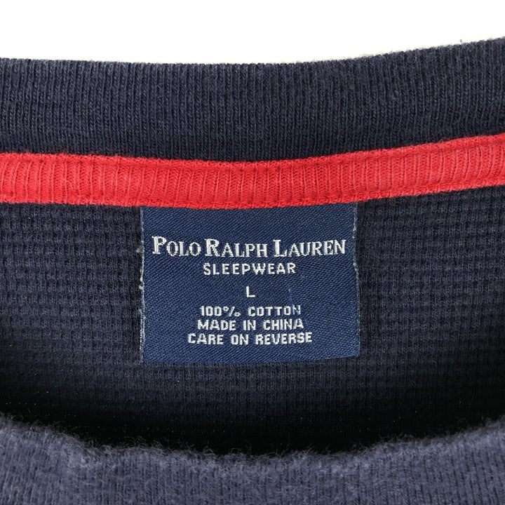 Ralph Lauren POLO RALPH LAUREN SLEEPWEAR Thermal Long T-shirt Waffle Men's L size cotton navy blue type Vintage Second Hand