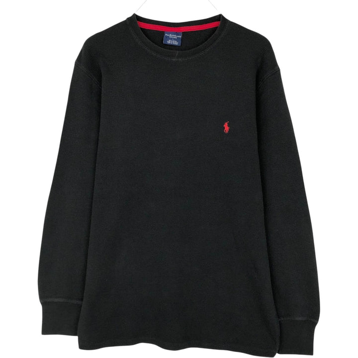 Ralph Lauren POLO RALPH LAUREN SLEEPWEAR Thermal Long T-shirt Waffle Men's L size cotton black type Vintage Second Hand
