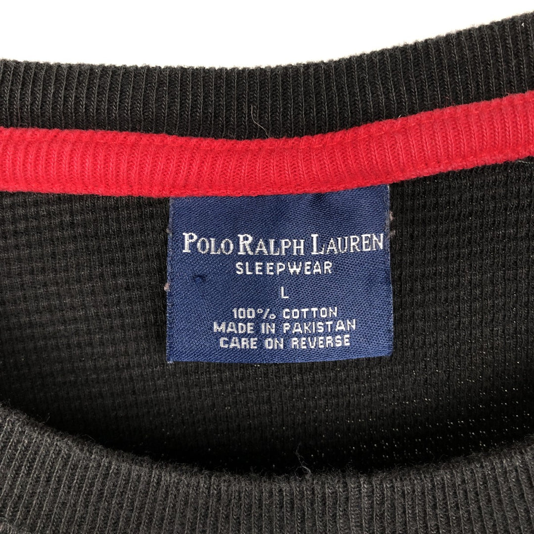 Ralph Lauren POLO RALPH LAUREN SLEEPWEAR Thermal Long T-shirt Waffle Men's L size cotton black type Vintage Second Hand