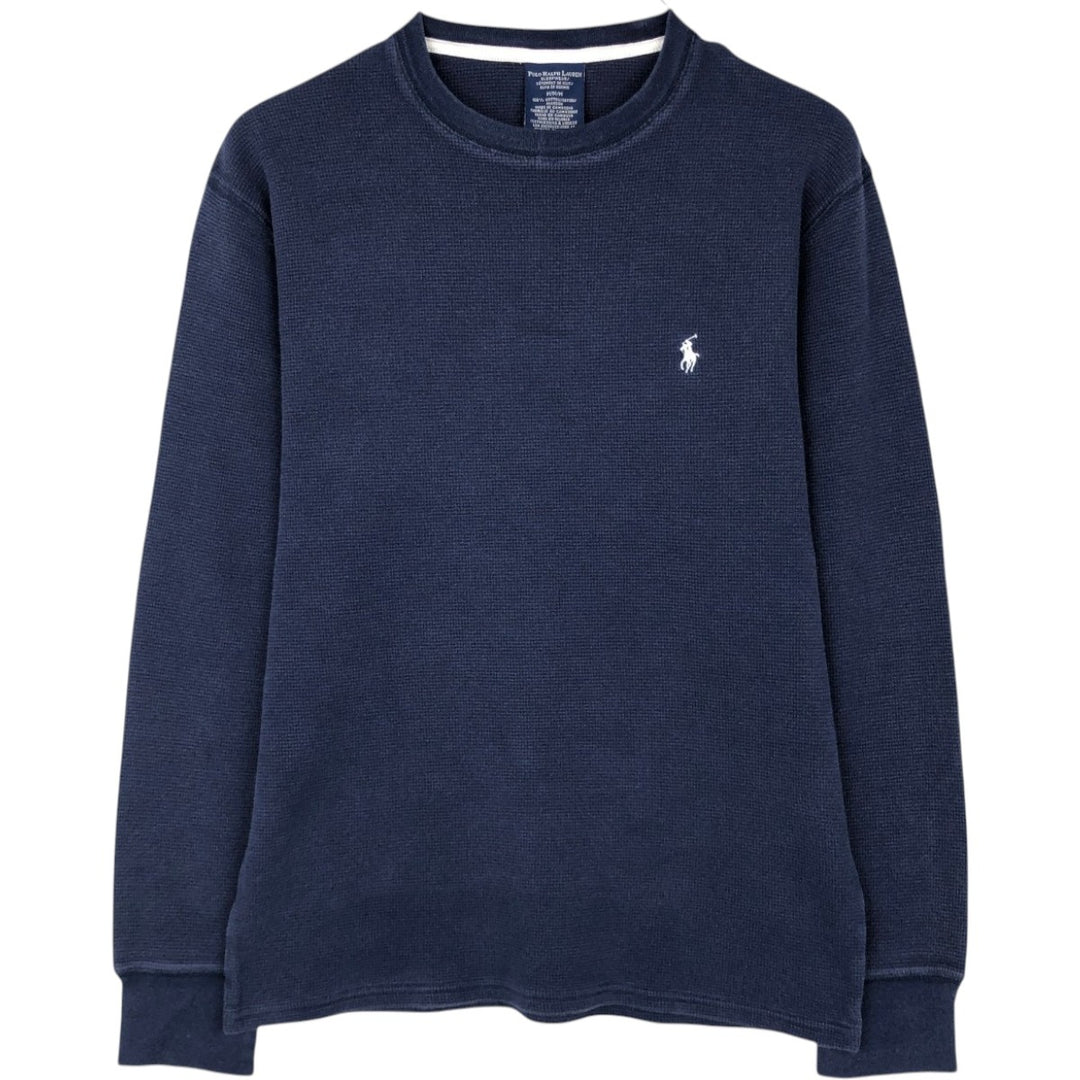 Ralph Lauren POLO RALPH LAUREN SLEEPWEAR Thermal Long T-Shirt, Men's Size Medium cotton navy blue type Vintage Second Hand