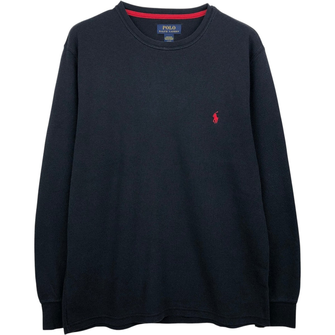 Ralph Lauren POLO RALPH LAUREN SLEEPWEAR Thermal Long T-shirt Honeycomb Men's L size cotton black type Vintage Second Hand