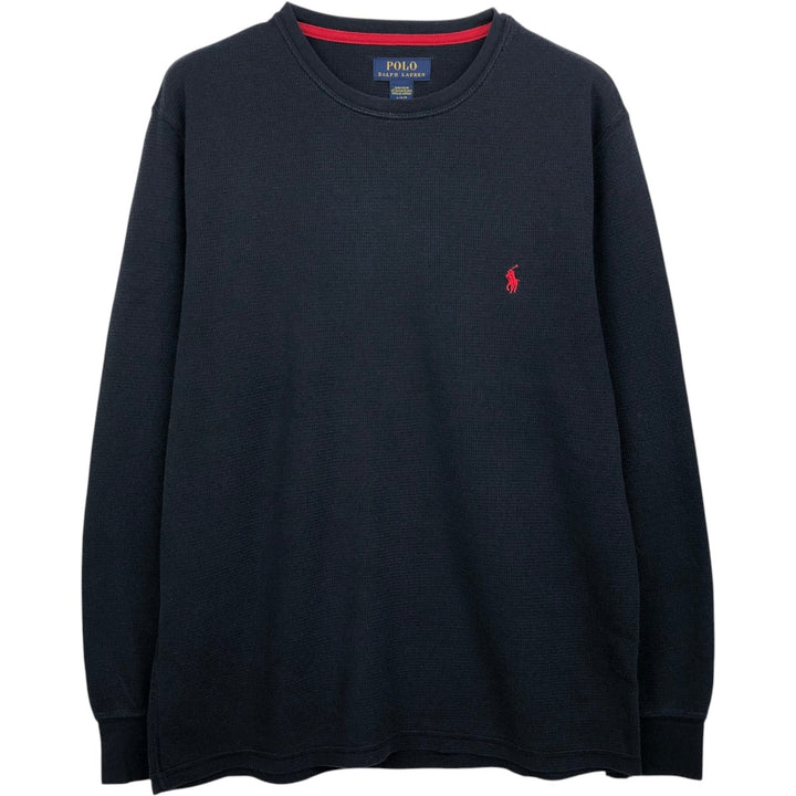 Ralph Lauren POLO RALPH LAUREN SLEEPWEAR Thermal Long T-shirt Honeycomb Men's L size cotton black type Vintage Second Hand
