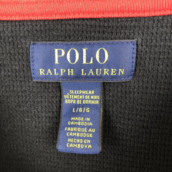 Ralph Lauren POLO RALPH LAUREN SLEEPWEAR Thermal Long T-shirt Honeycomb Men's L size cotton black type Vintage Second Hand