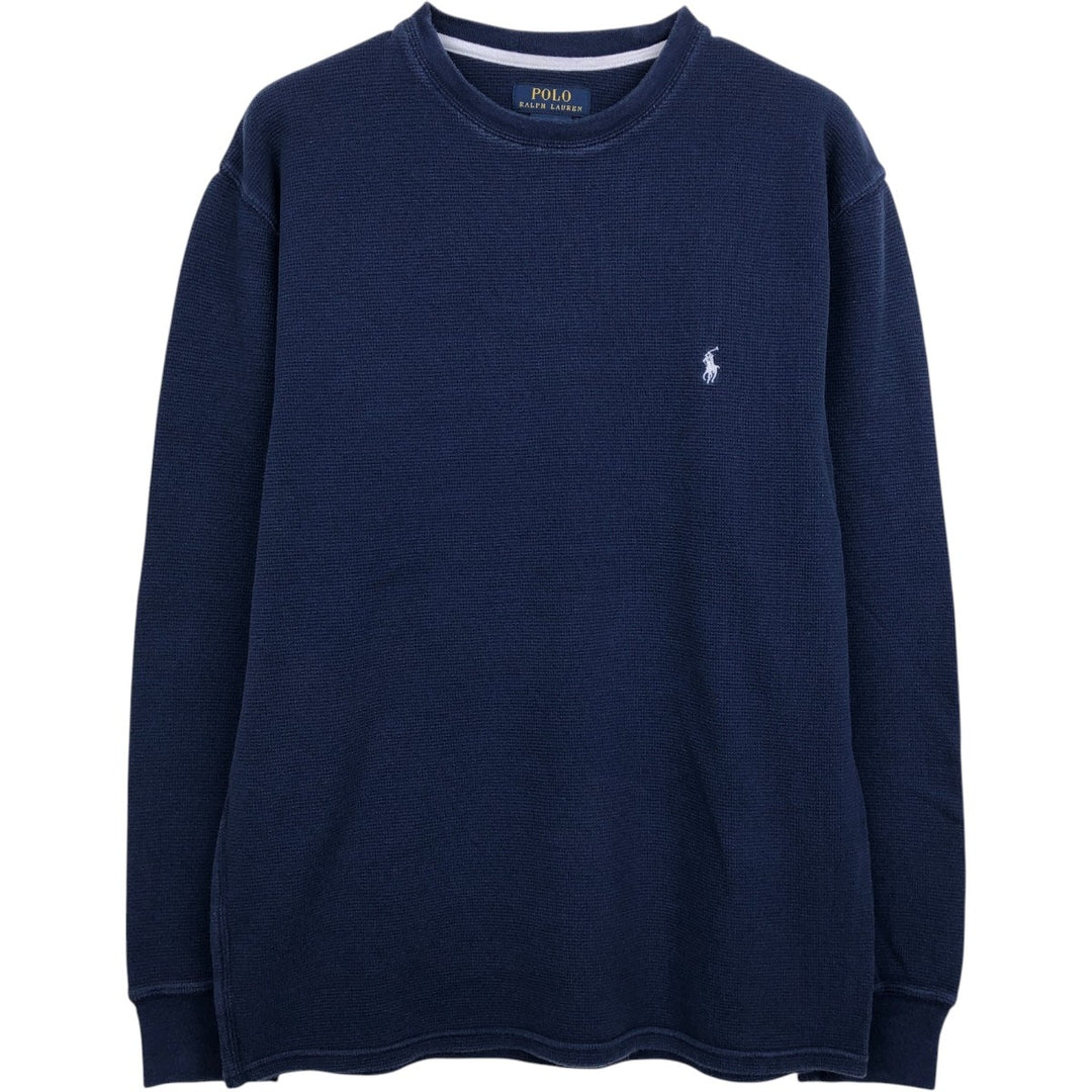 Ralph Lauren POLO RALPH LAUREN Thermal Long T-shirt Waffle Men's XL cotton navy blue type Vintage Second Hand