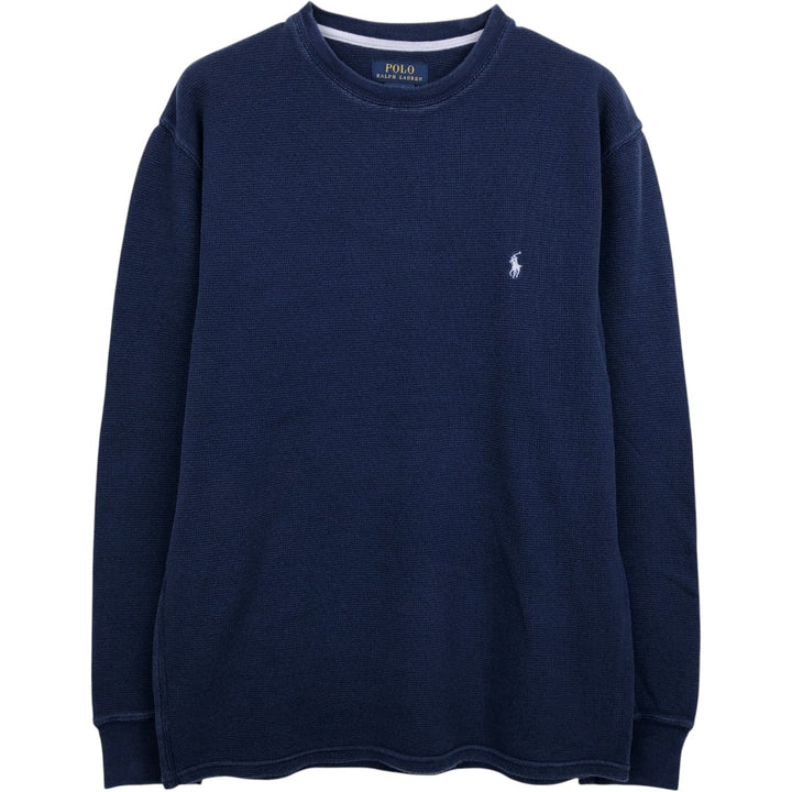 Ralph Lauren POLO RALPH LAUREN Thermal Long T-shirt Waffle Men's XL cotton navy blue type Vintage Second Hand