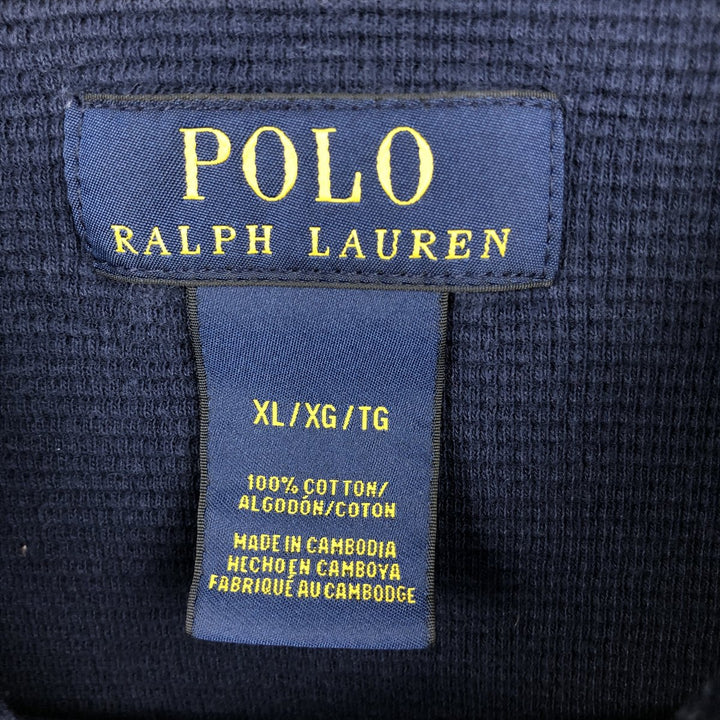 Ralph Lauren POLO RALPH LAUREN Thermal Long T-shirt Waffle Men's XL cotton navy blue type Vintage Second Hand
