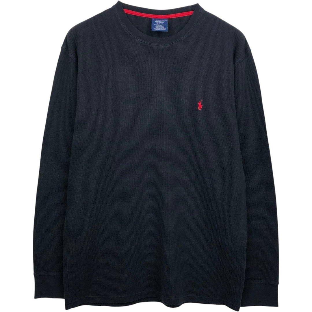 Ralph Lauren POLO RALPH LAUREN SLEEPWEAR Thermal Long T-shirt Waffle Men's XL cotton black type Vintage Second Hand