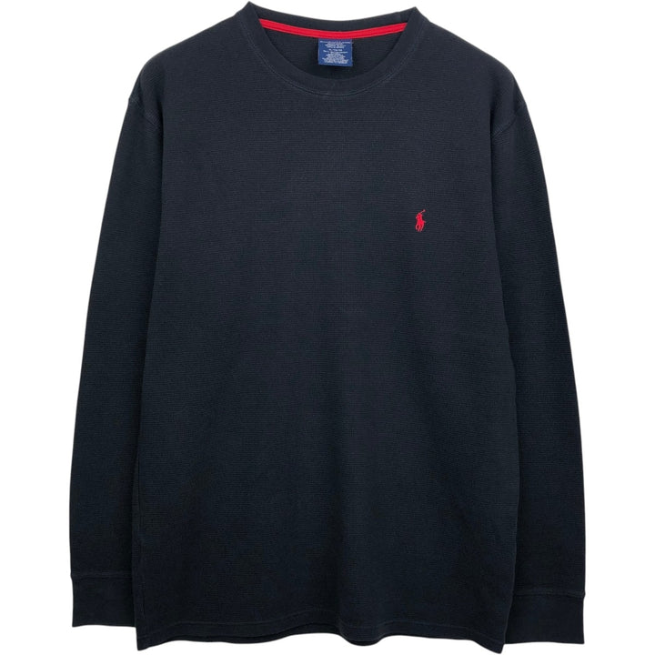 Ralph Lauren POLO RALPH LAUREN SLEEPWEAR Thermal Long T-shirt Waffle Men's XL cotton black type Vintage Second Hand