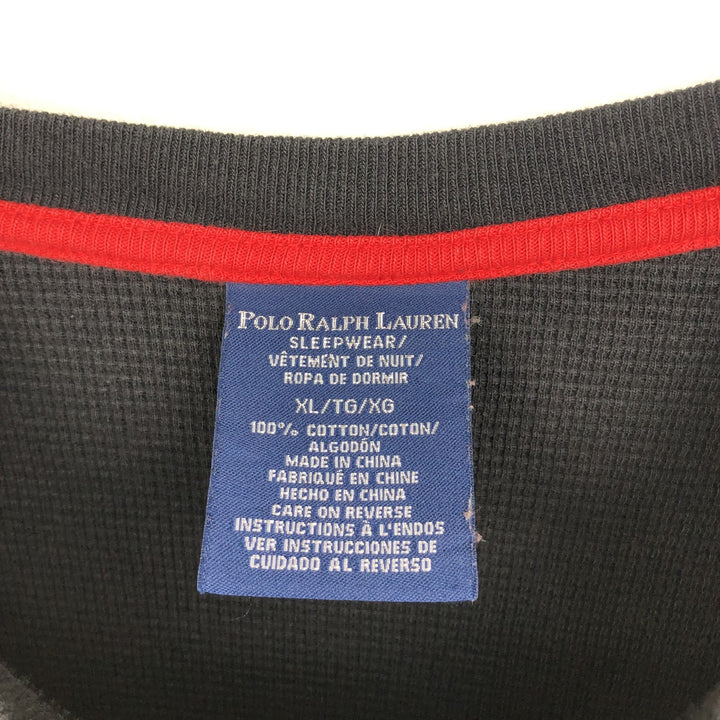 Ralph Lauren POLO RALPH LAUREN SLEEPWEAR Thermal Long T-shirt Waffle Men's XL cotton black type Vintage Second Hand