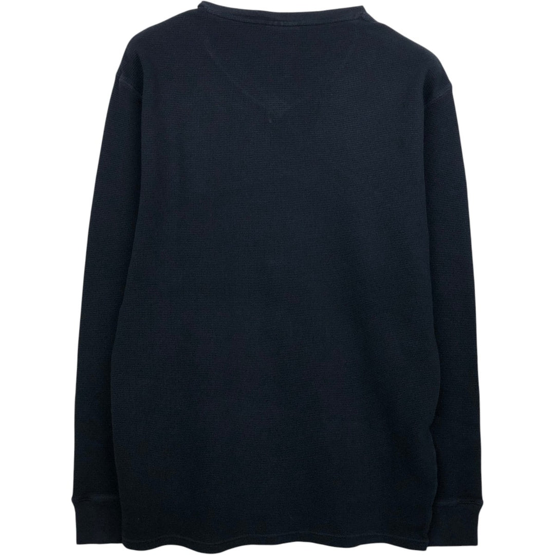 Ralph Lauren POLO RALPH LAUREN SLEEPWEAR V-neck Thermal Long-Sleeve T-shirt, Waffle Knit, Men's Size XL (approx.) cotton black type Vintage Second Hand