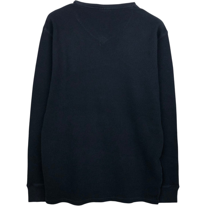 Ralph Lauren POLO RALPH LAUREN SLEEPWEAR V-neck Thermal Long-Sleeve T-shirt, Waffle Knit, Men's Size XL (approx.) cotton black type Vintage Second Hand