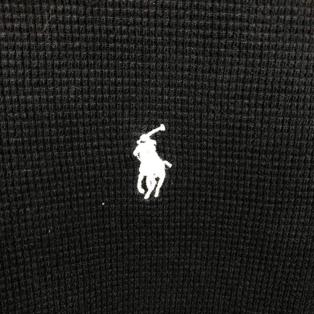 Ralph Lauren POLO RALPH LAUREN SLEEPWEAR V-neck Thermal Long-Sleeve T-shirt, Waffle Knit, Men's Size XL (approx.) cotton black type Vintage Second Hand