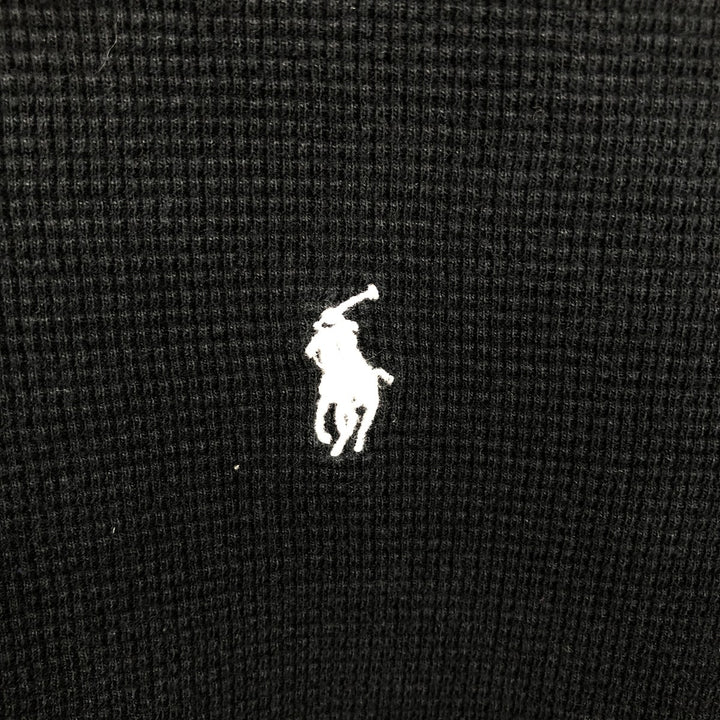 Ralph Lauren POLO RALPH LAUREN SLEEPWEAR V-neck Thermal Long-Sleeve T-shirt, Waffle Knit, Men's Size XL (approx.) cotton black type Vintage Second Hand
