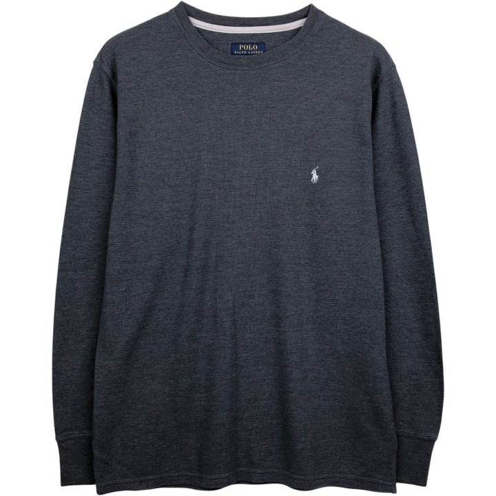 Ralph Lauren POLO RALPH LAUREN SLEEPWEAR Thermal Long T-shirt Honeycomb Men's L size cotton Charcoal Vintage Second Hand