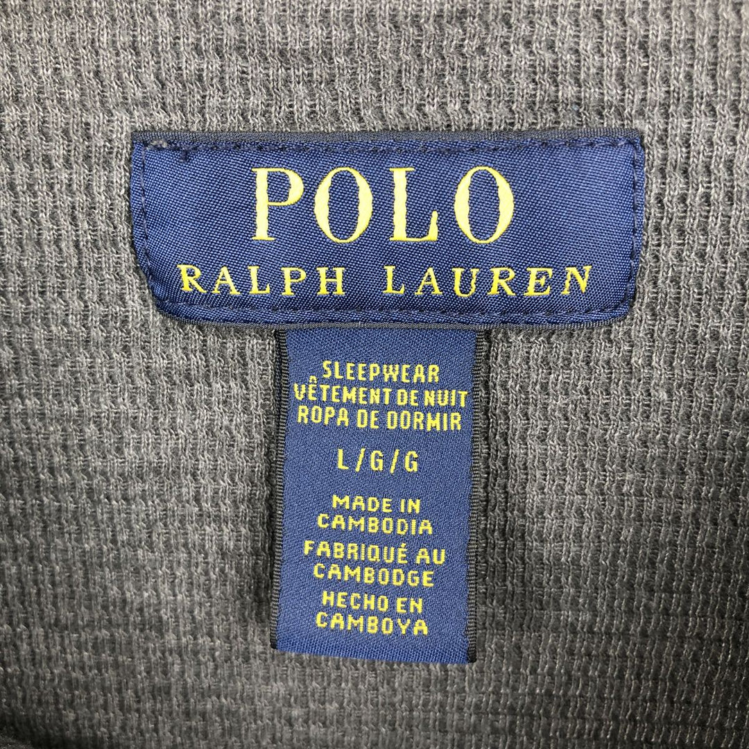 Ralph Lauren POLO RALPH LAUREN SLEEPWEAR Thermal Long T-shirt Honeycomb Men's L size cotton Charcoal Vintage Second Hand