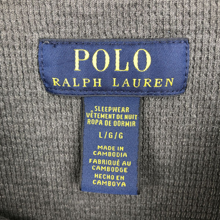 Ralph Lauren POLO RALPH LAUREN SLEEPWEAR Thermal Long T-shirt Honeycomb Men's L size cotton Charcoal Vintage Second Hand