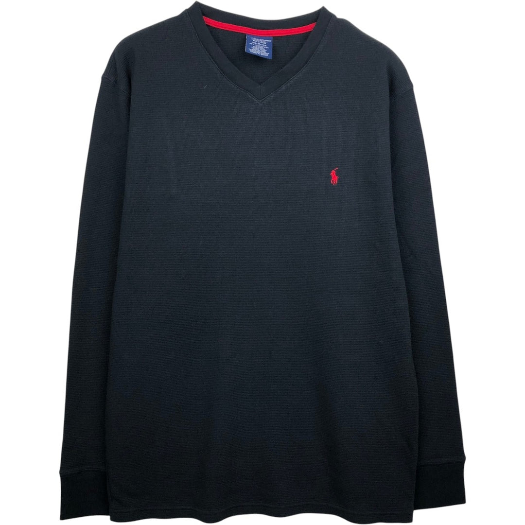 Ralph Lauren POLO RALPH LAUREN SLEEPWEAR Thermal Long T-shirt Waffle Men's XXL cotton black type Vintage Second Hand