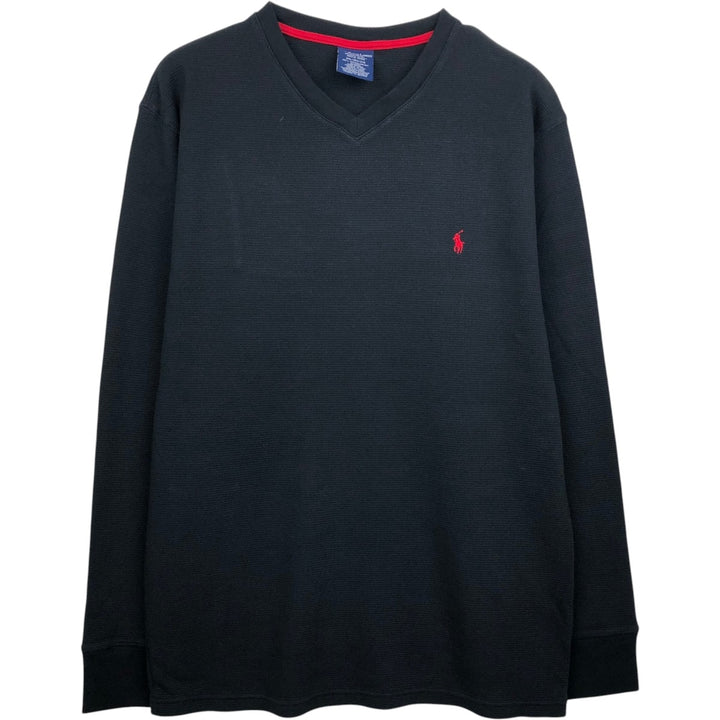 Ralph Lauren POLO RALPH LAUREN SLEEPWEAR Thermal Long T-shirt Waffle Men's XXL cotton black type Vintage Second Hand
