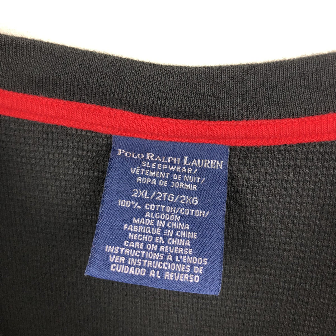 Ralph Lauren POLO RALPH LAUREN SLEEPWEAR Thermal Long T-shirt Waffle Men's XXL cotton black type Vintage Second Hand