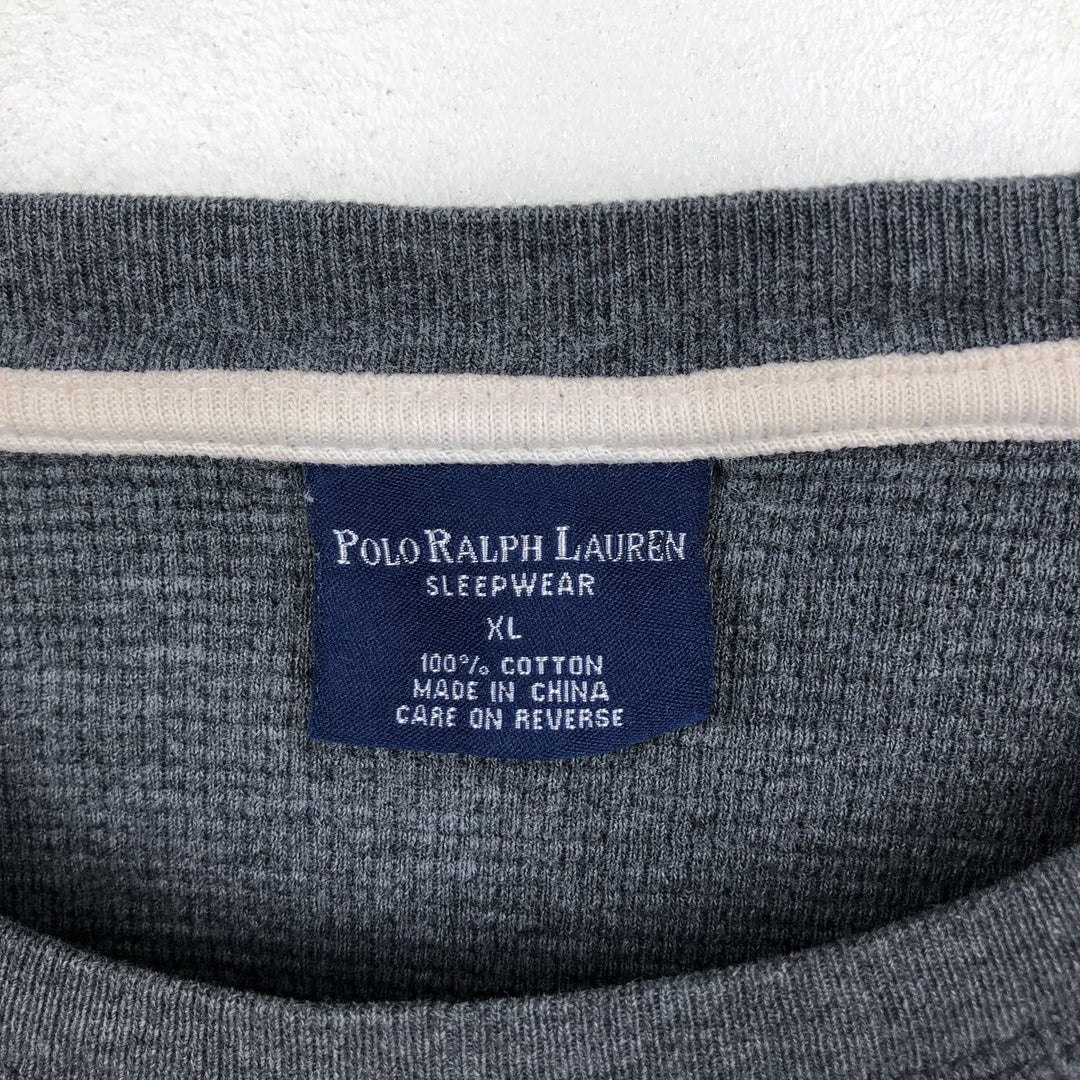 Ralph Lauren POLO RALPH LAUREN SLEEPWEAR Thermal Long T-shirt Waffle Men's XL cotton Charcoal Vintage Second Hand
