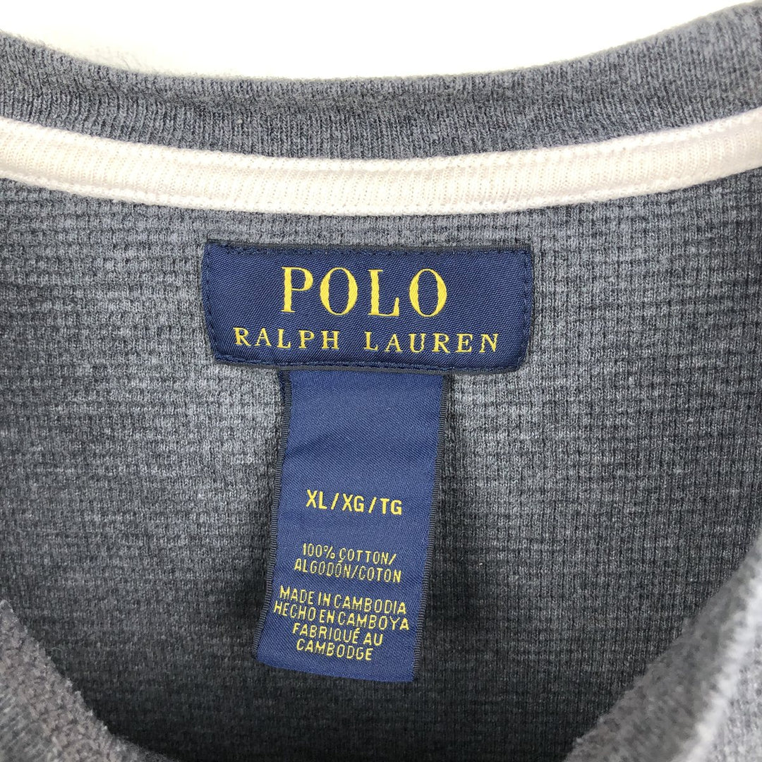 Ralph Lauren POLO RALPH LAUREN Thermal Long T-shirt Waffle Men's XL cotton Charcoal Vintage Second Hand