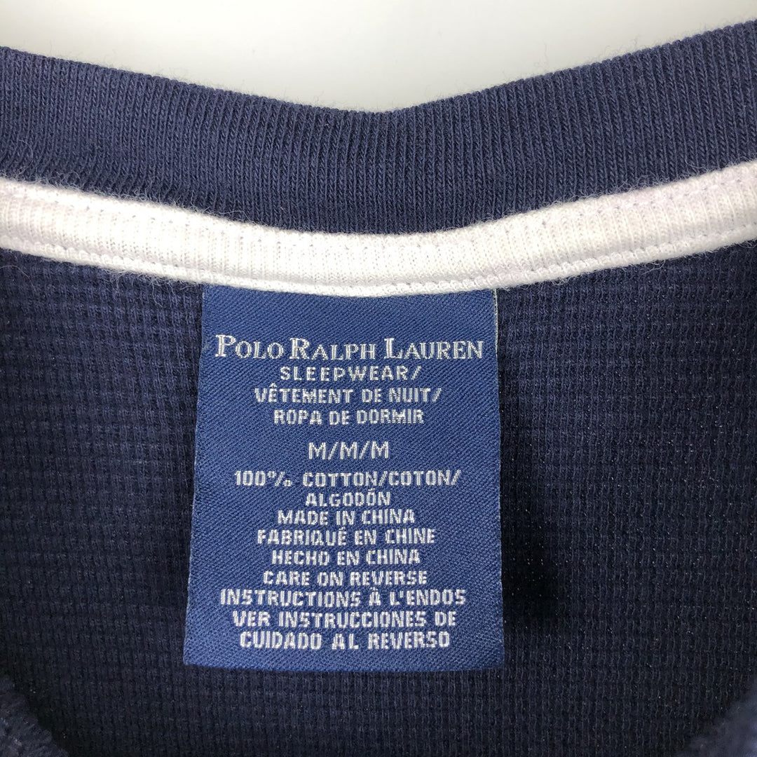 Ralph Lauren POLO RALPH LAUREN SLEEPWEAR Thermal Long T-Shirt, Men's Size Medium cotton navy blue type Vintage Second Hand
