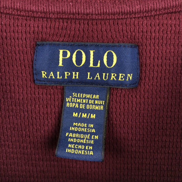 Ralph Lauren POLO RALPH LAUREN SLEEPWEAR Thermal Long T-Shirt, Men's Size Medium cotton burgundy type Vintage Second Hand